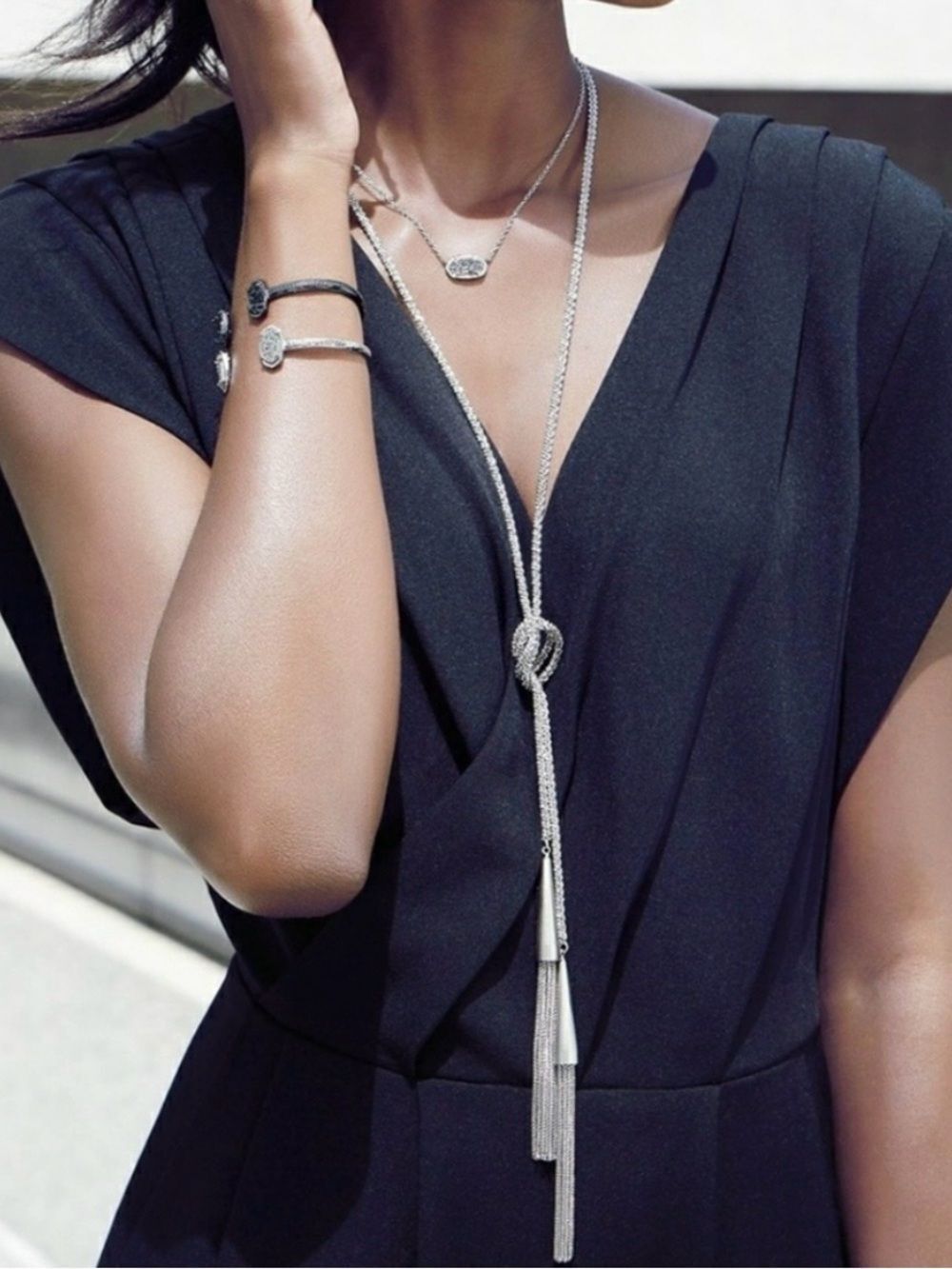 Kendra Scott Pharr Lariat Silver Tassel Necklace